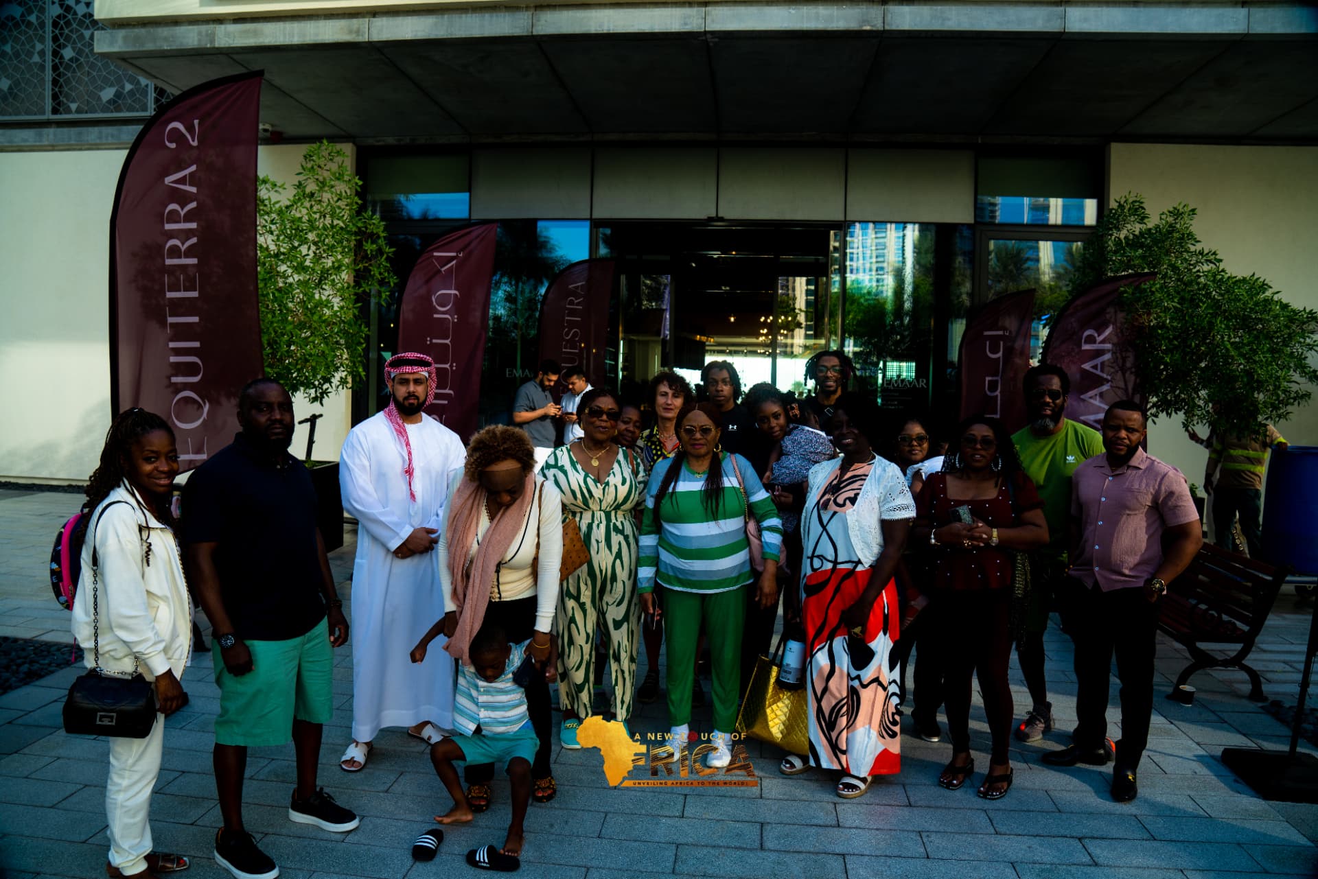 ANTOA delegation group photo at the Emaar pavilion entrance in Dubai