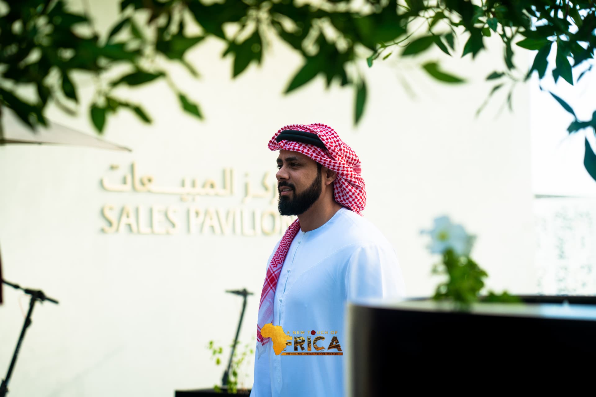 Emirati host welcoming the ANTOA delegation at the Dubai Creek Harbour Sales Pavilion