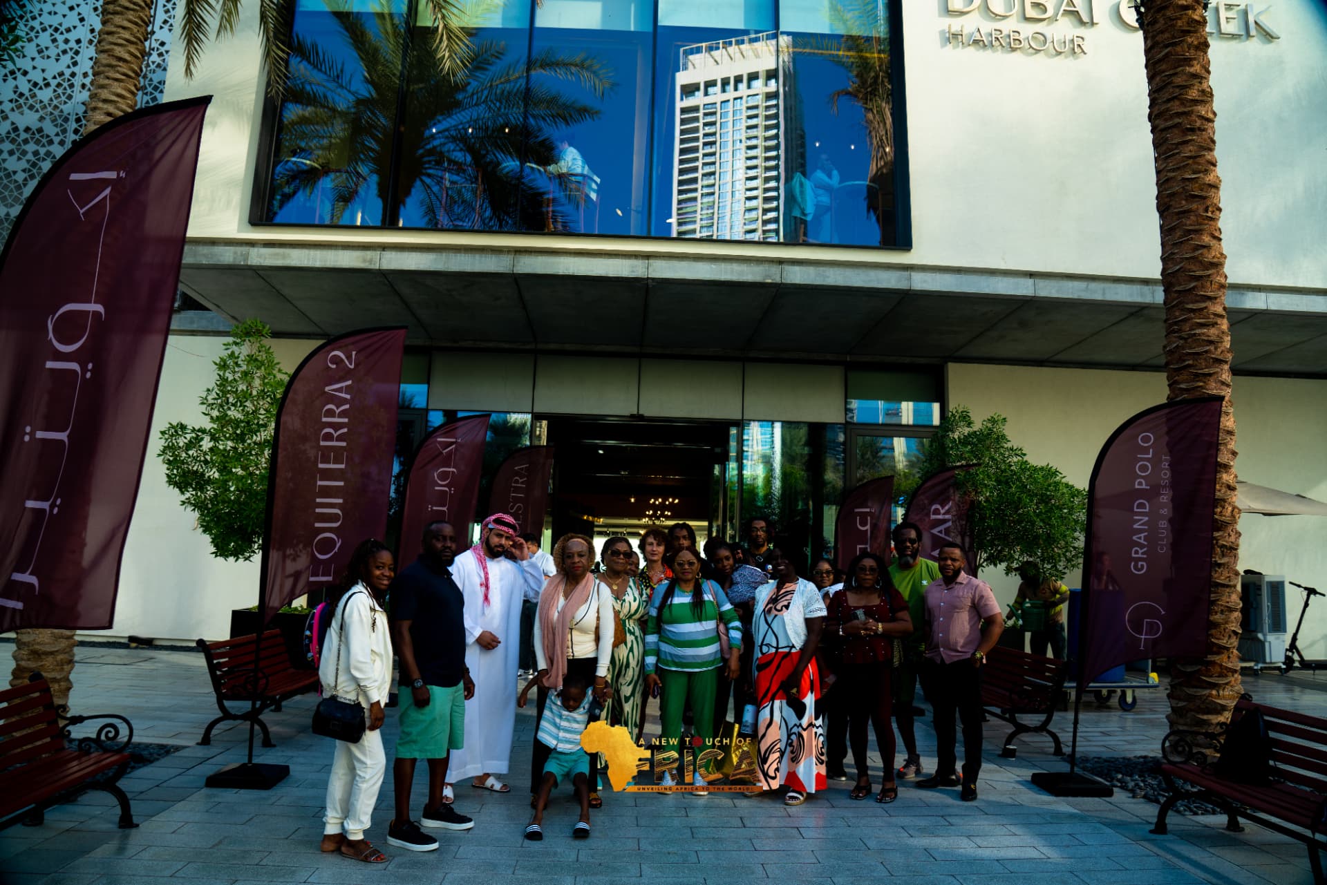 The ANTOA delegation posing outside the Dubai Creek Harbour pavilion